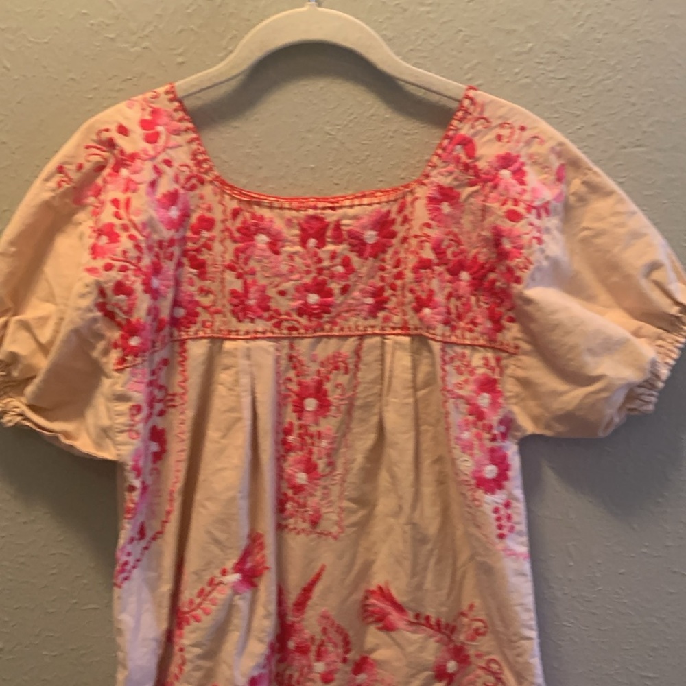 Embroidered Pink and Cream Midi Dress - Picture 2 of 8